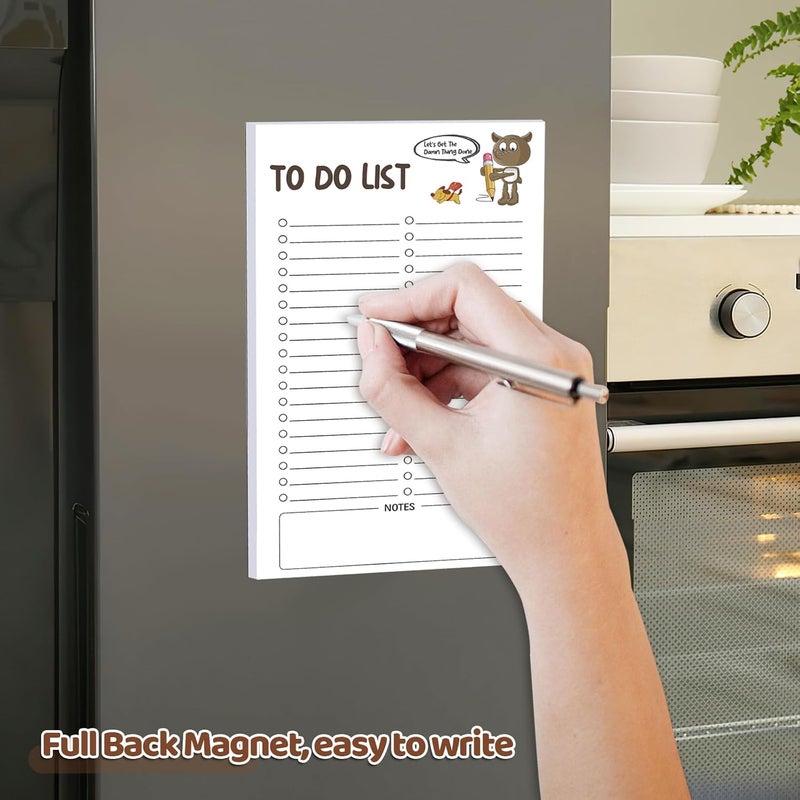 Thboxes 2 Pack Grocery List Magnet Pad for Fridge with Pen Holder, Total 120 Sheets Magnetic Note Pad for Fridge Full Back Magnet Shopping List, To Do List, Memo Notepads, 4.5x7.5(Funny Animal) - Image 5